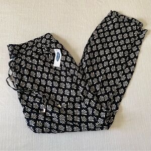 Black and Dark Navy Blue Patterned Pants